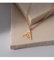 Kişiye Özel 925 Ayar Gümüş Harry Potter Ölüm Yadigarları Kolye (Gold)
