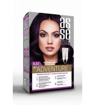 Asse Adventure Set Saç Boyası, Kalıcı ve Canlı Renkler 1+1 Kullanım Seti No4.22 Patlıcan Moru