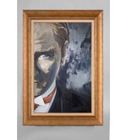 Altın Varaklı Çerçeveli Paspartulu Atatürk Tablo a154 (Gold)