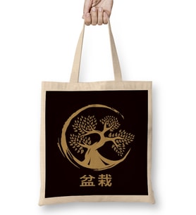 Bonsai Tree Circle Japanese Art Meditation Yoga Buddhist Bez Çanta Uzun Saplı
