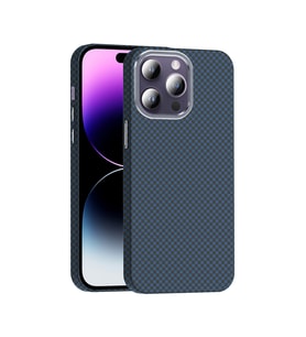 Apple iPhone 14 Pro Max Uyumlu Kılıf M-safe Şarj Özellikli Karbon Fiber Görünümlü Zore Gros Kapak (Lacivert)