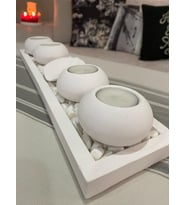 5'li Beton Tabaklı Mumluk Set,dekoratif Mumluk,hediyelik Eşya,taşlar ve mumlar Dahildir.