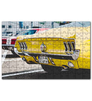 Cakapuzzle Sarı Mustang Klasik Arka Görünüş Yakın Plan Puzzle Yapboz MDF (Ahşap) (120 Parça)