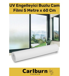 Özel Üretim İç Göstermeyen Yapışkan İz Bırakmaz UV Engelleyici Buzlu Cam Filmi 5 Metre x 60 Cm