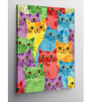 Kanvas Tablo Renkli Kedi Desenleri