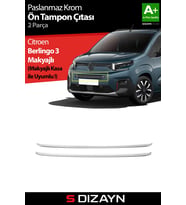 S-Dizayn Citroen Berlingo Makyajlı Krom Ön Tampon Çıtası 2 Prç 2024 Üzeri A+ Kalite