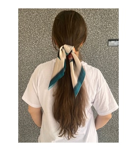 Şifon Saten Fular Bandana Desenli Fular Aksesuar