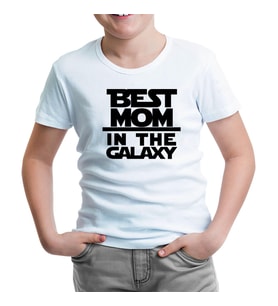 Best Mom in the Galaxy Anneler Günü Beyaz Çocuk Tshirt