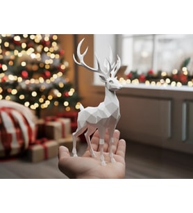 Geyik Şık Hediyelik Ev Salon Ofis Dekor Ürünü 14 CM Kil Renk Mini Biblo
