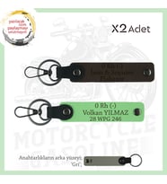 Hız Severlere İsim Plaka ve 0 Rh (-) Kan Grubu Yazılı Motorcu x2 Anahtarlık Set, K Kahve-F Yeşil-Gr (Çok Renkli)