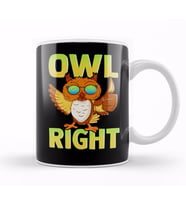 Funny Owl Right Thumbs Up Hippie Cute Alright Pun Kupa Bardak Porselen