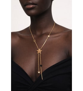 Yıldız Detaylı Gold Lariat Kolye