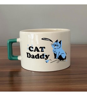 Cat Daddy Baskılı Yeşil Kulplu C Fincan