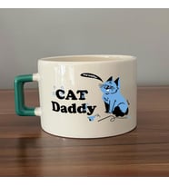 Cat Daddy Baskılı Yeşil Kulplu C Fincan