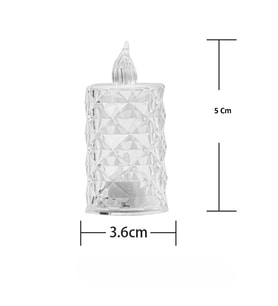 Led Mum Şeffaf Kristal Led Mum Pilli Alevsiz Çay Mumu Düğün Doğum Günü Ortam Işığı Mini