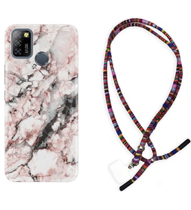 INFINIX Smart 4 5 6 Zero 8 S5 Pro Kılıf Boyun Asklı Rasta Silikon Colorfull Marble 2 1389