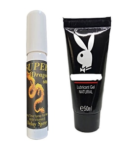 1 Adet Erkeklere ÖZel Dragn Stop sprey + Playboy Lubricant Jel
