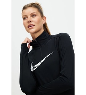 Nike Dri Fit Big Swoosh 1/4 Zip Training Runnig Sweatshirt Black Koşu Antrenman Sweatshirt Siyah