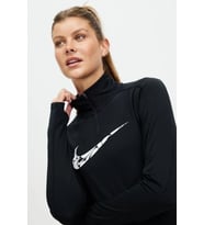 Nike Dri Fit Big Swoosh 1/4 Zip Training Runnig Sweatshirt Black Koşu Antrenman Sweatshirt Siyah