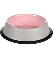 Fl Nell Boyalı Çelik Mama Kabı, Antıslıp, Gri-Pembe, 200Ml