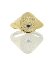 Safir Taşlı Lotus Çiçeği Altın Yüzük