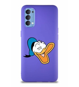 Oppo Reno 4 Soft Premier Kapak Donald Duck-E Tasarımlı Silikon Kılıf - Mor (Şeffaf)