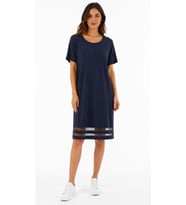 Kadın Lacivert T-Shirt Elbise Transparan Detaylı