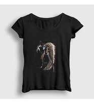 Presmono Kadın Siyah Lady Indian Kızılderili T-Shirt 306819tt