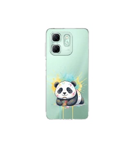Infinix Smart 9 ile Uyumlu Splash Panda Tasarımlı Şeffaf Silikon Kılıf