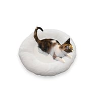 Yumuşak Tüylü Peluş Yuvarlak Evcil Hayvan Kedi Yatağı Minder 50cm Beyaz