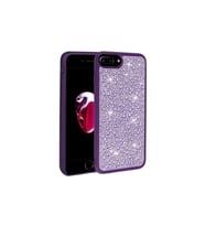 Apple iPhone 7 Plus Uyumlu Kılıf Parlak Taşlı Tasarım Zore Ston Kapak (Koyu Mor)