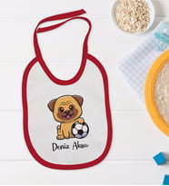 BK Kids Kişiye Özel Futbol Tasarımlı Kırmızı Bebek Mama Önlüğü-2