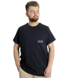 Mode XL Büyük Beden Erkek T-shirt FUTURE 23200 Lacivert