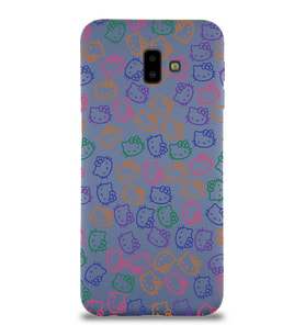 Samsung Galaxy J6 Plus Uyumlu Lansman Kılıf Hello Kitty Tasarımlı İçi Kadife Kapak-Petrol Mavisi (Şeffaf)