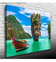 Phuket, Kayık ve Adalar Manzarası Kanvas Tablo 50 x 70