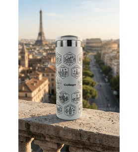 Collego 500 ml Erkeklere Özel Avrupa Seyahat Termosu EXPLORER NO7 – 24 Ülke Lazer İşlemeli, Renkli UV DTF Sticker Setli