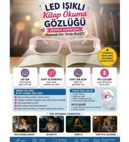 Led Işıklı Pratik Camsız Kitap Aydınlatma Gözlüğü Okuma Lambası Kitap Okuma Işığı Kitap Okuma Gözlü