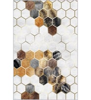 Eliana Home Baskılı, Yıkanabilir Kaymaz Taban Salon Halısı LNA1659 100x150 cm (Beyaz)