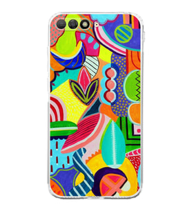 PrintiFy Huawei Y6 2018 ile Uyumlu Retro Color 6  Kamera Korumalı Şeffaf  Kılıf
