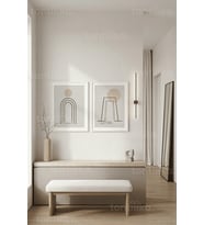 Modern Minimalist Soyut Kemer ve Çemberler 2’li Ahşap Çerçeveli Tablo Seti