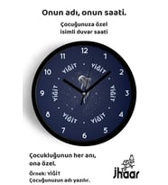 İsme Özel Galaksi Balinası Çocuk Odası Duvar Saati Orta Boy 30 cm Siyah Camlı Sessiz