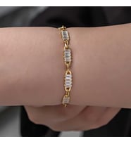 925 Ayar Gümüş Gold Baget Taşlı Kadın Bileklik