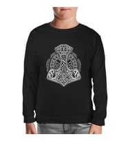 A Viking Hammer in Tribal Style Siyah Çocuk Sweatshirt