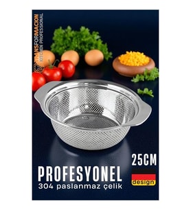 Alman Tip Kevgir - 304 Paslanmaz Çelik Profesyonel Süzgeç 25 Cm