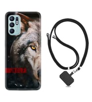 Oppo Reno 6 Kılıf Silikon Boyun Askılı İpli Desenli Silikon Wolf Eyes 1758
