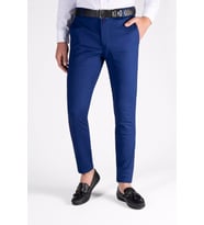 Erkek Slim Fit Petekli İtalyan Kesim Keten Pantolon 21K-2200420-6 Parlement Mavisi