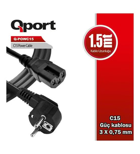 QPORT Q-POWC15 C15 1.5metre Power Kablosu