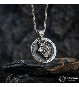 Bozkurt Figürlü Gümüş Erkek Kolye