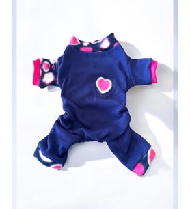 Heart Bites Kalın Penye Köpek Tulum Pijama (Mor)