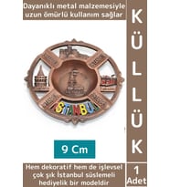 Dayanıklı Gündelik Ev İş Kullanım Dekoratif Hediyelik Çok Şık İstanbul Süslemeli Metal Küllük 9 Cm